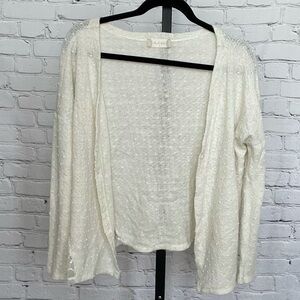 Altar'd State Cream Knit Cardigan with Lace Insert
